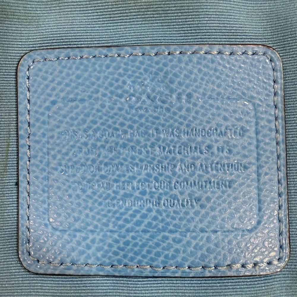 Coach Crossgrain Leather Crossbody Bag Blue Silver Hardware Slim Messenger Small